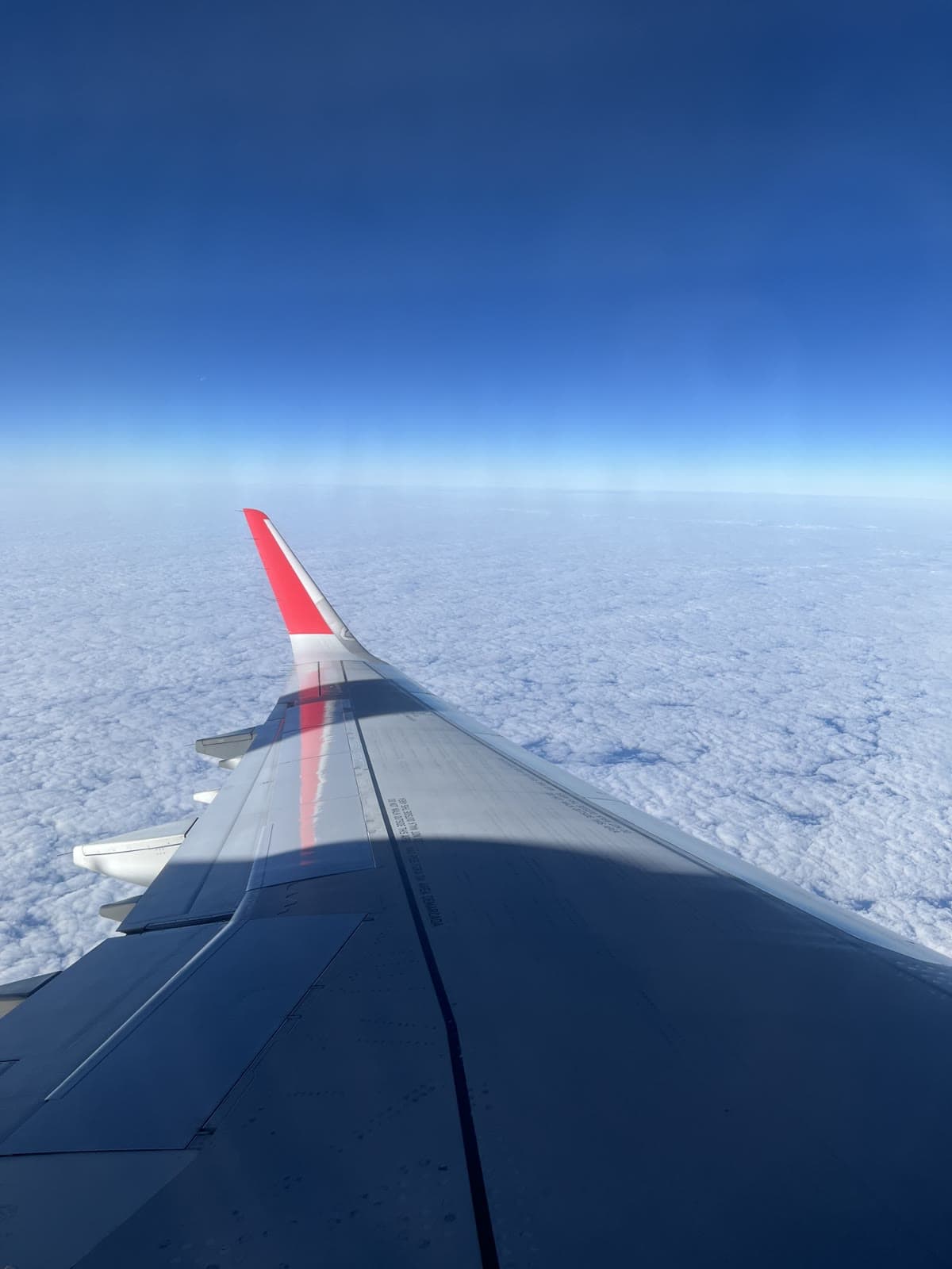 Vista da asa do avião sobre as nuvens