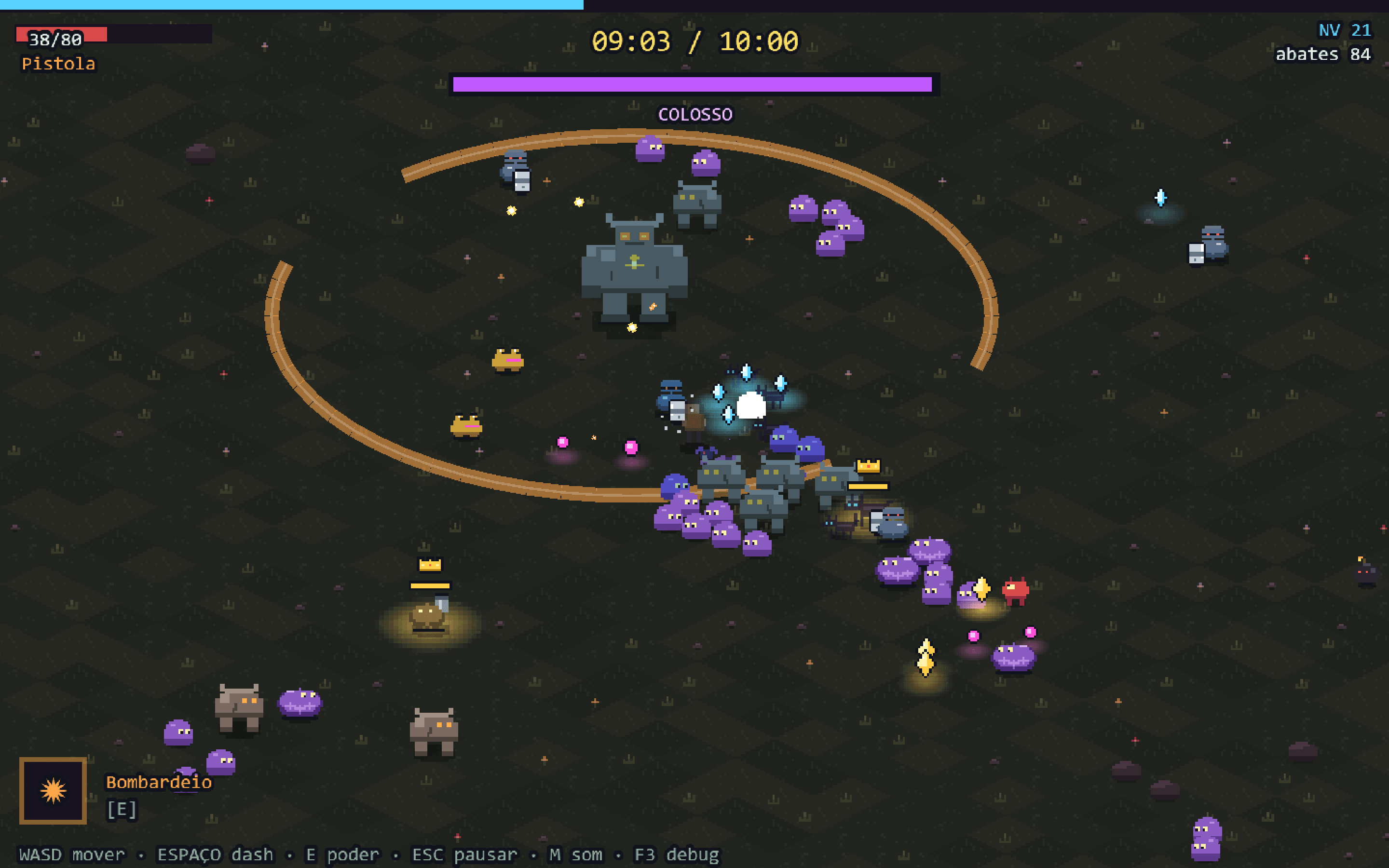 Final boss: the Colossus stomp sends out a wave with gaps to escape through