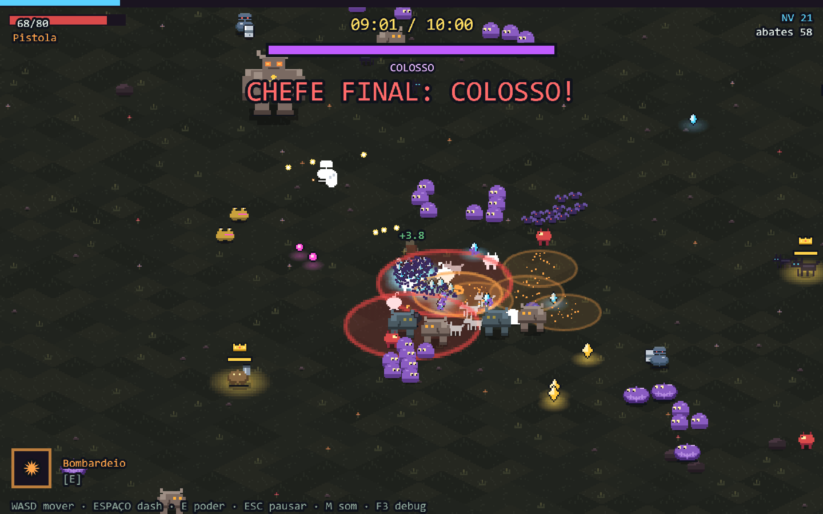 Final boss fight: “Final boss: Colossus!” in the middle of the horde