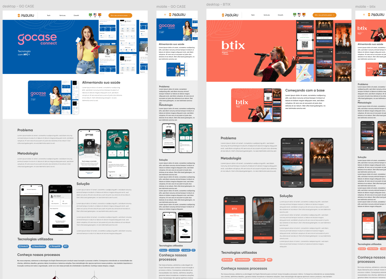 Detalhes dos cases GoCase e BTIX no site